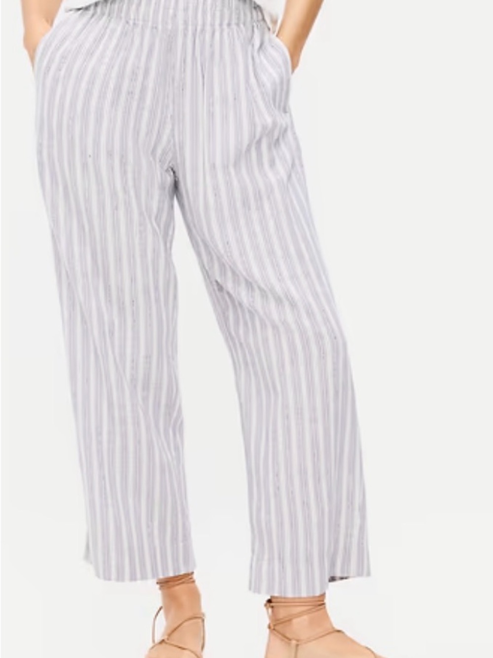 High-Waisted Linen-Blend Straight Ankle Pants